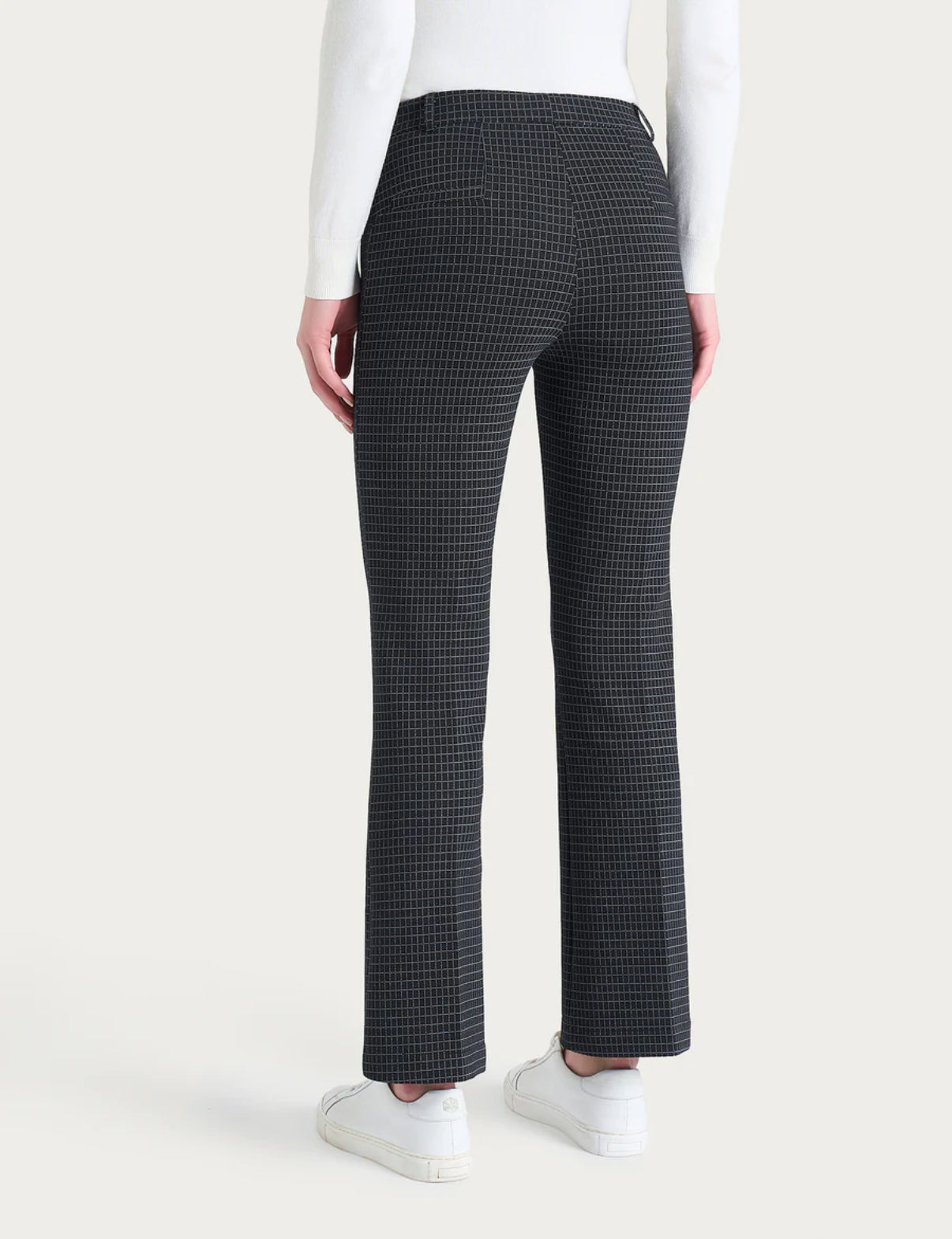 Pantalone flare alla caviglia con fantasia check in Eco Jacquard Ragno