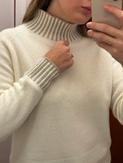Maglia collo a cratere misto lana & cashmere