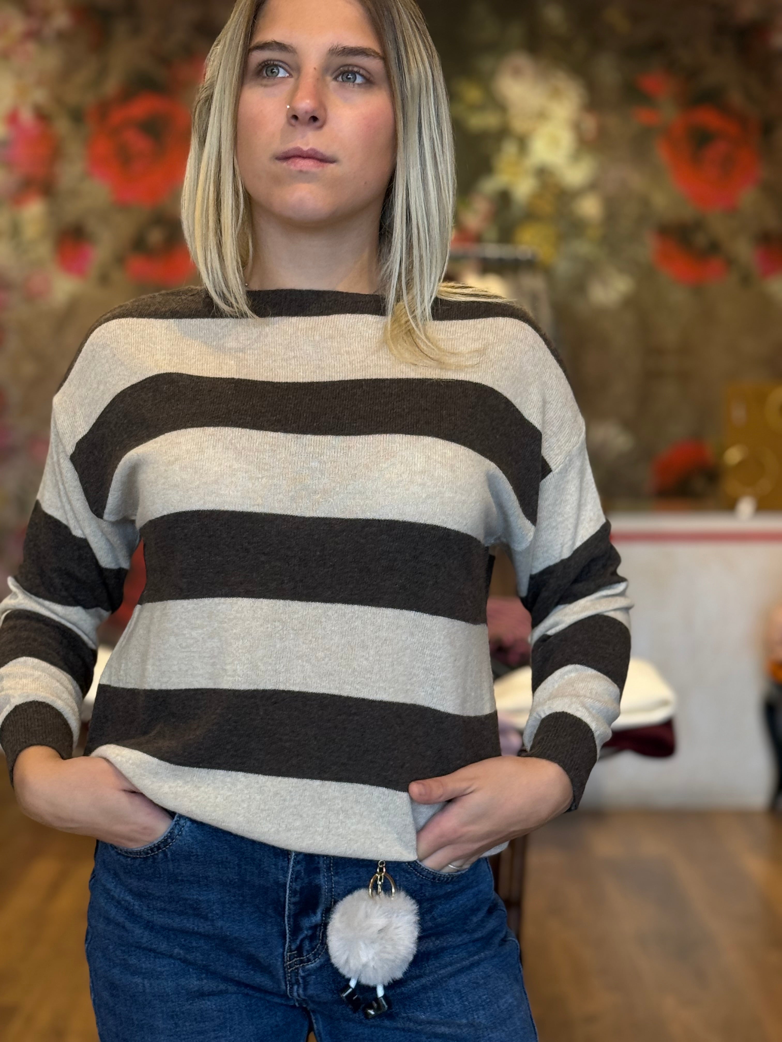 Maglia a righe misti lana&cashmere