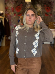 Cardigan rombi misto cashmere