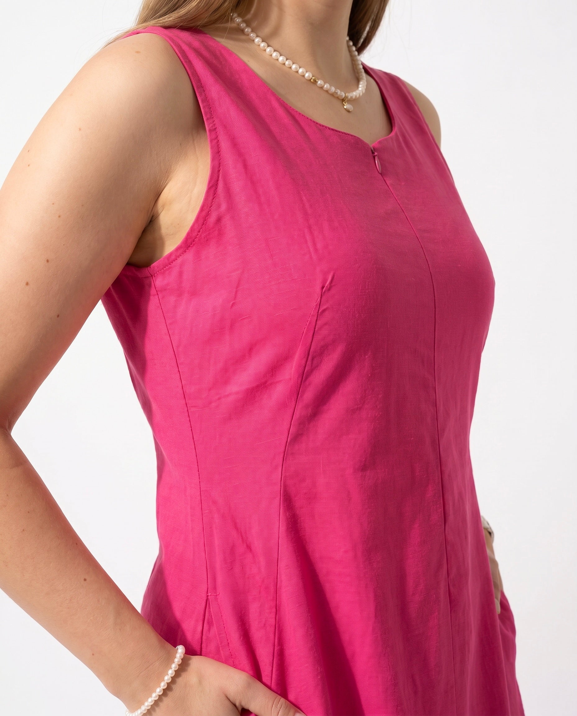 Abito midi fucsia in bengalina elasticizzata