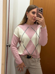 Maglia fantasia rombi misto cashmere