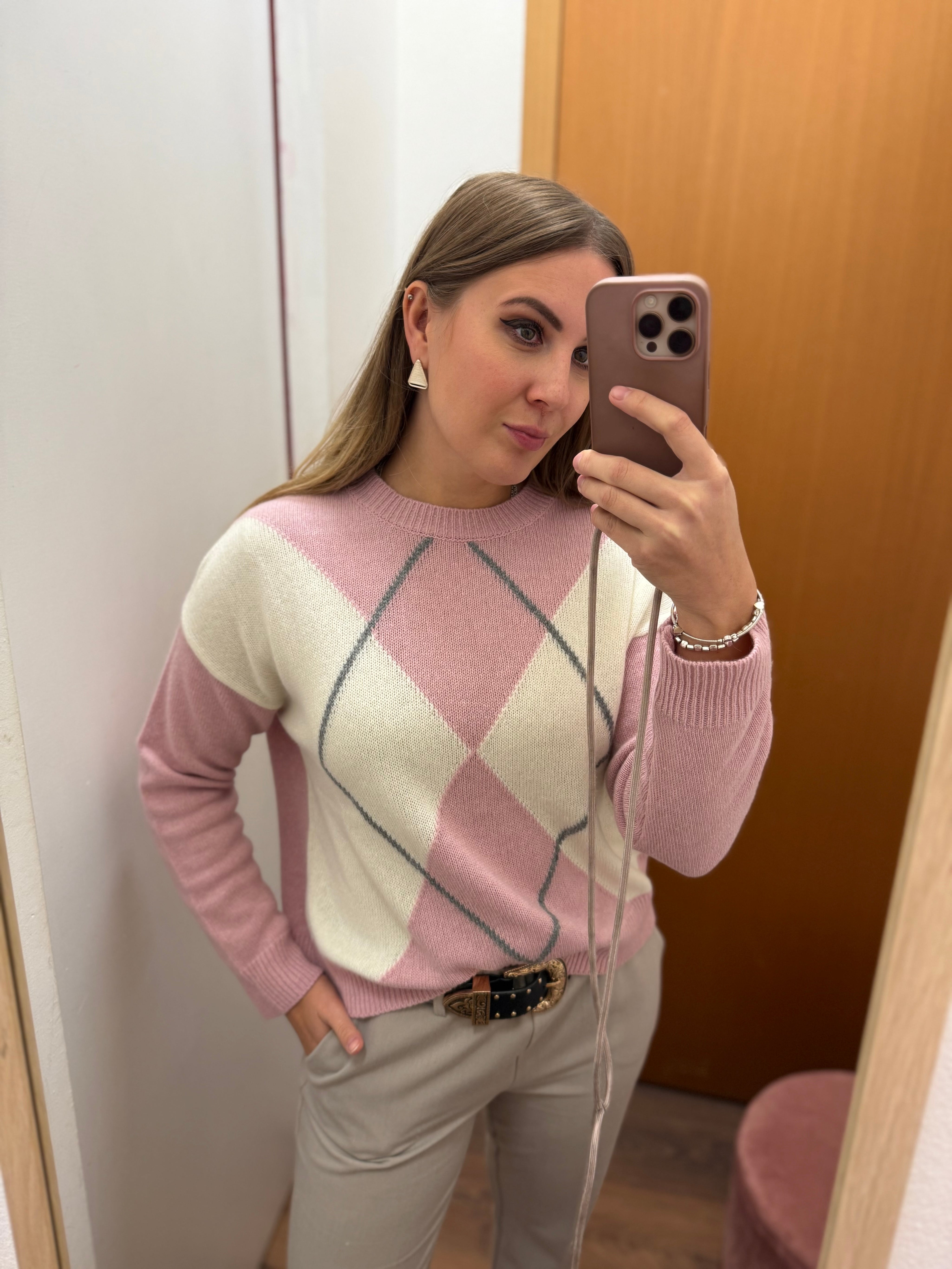 Maglia fantasia rombi misto cashmere