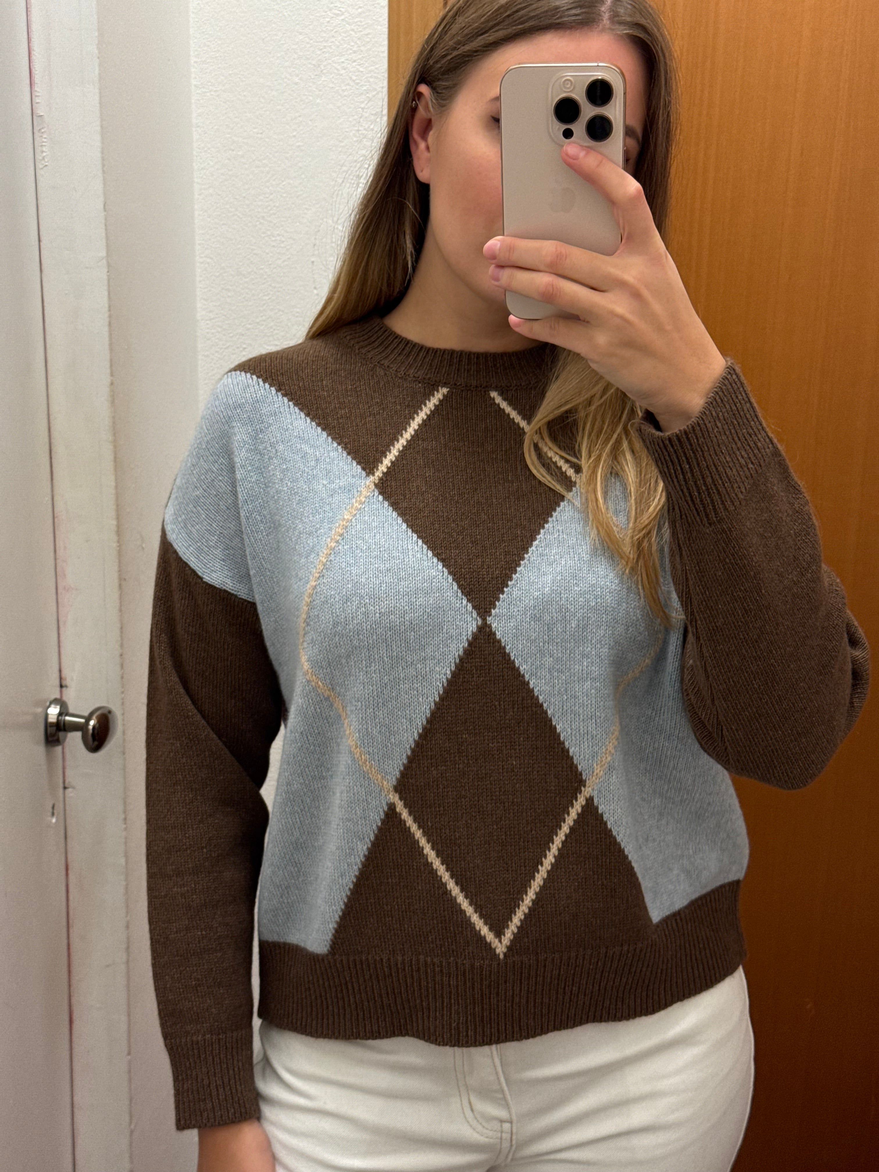 Maglia fantasia rombi misto cashmere