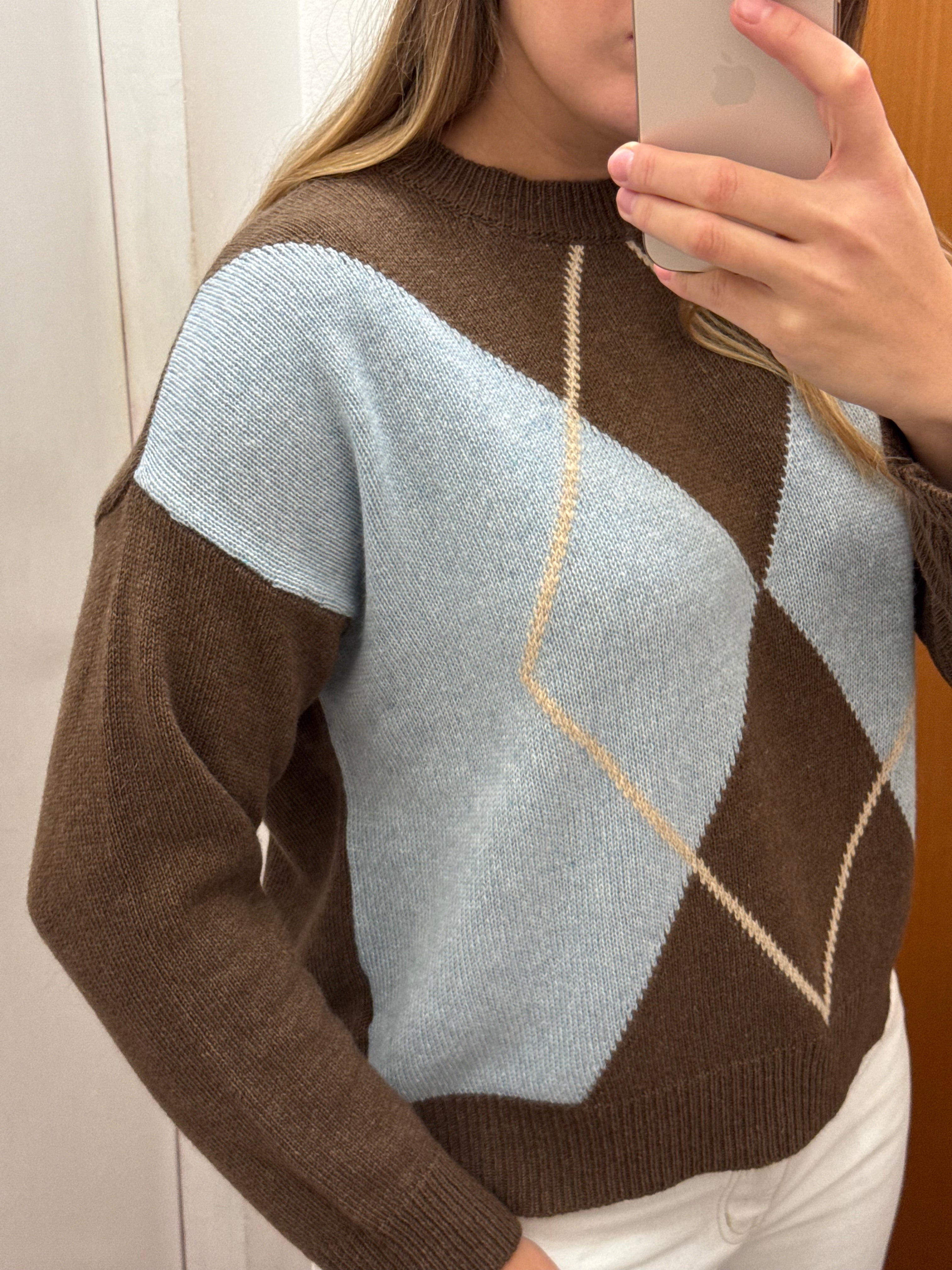 Maglia fantasia rombi misto cashmere