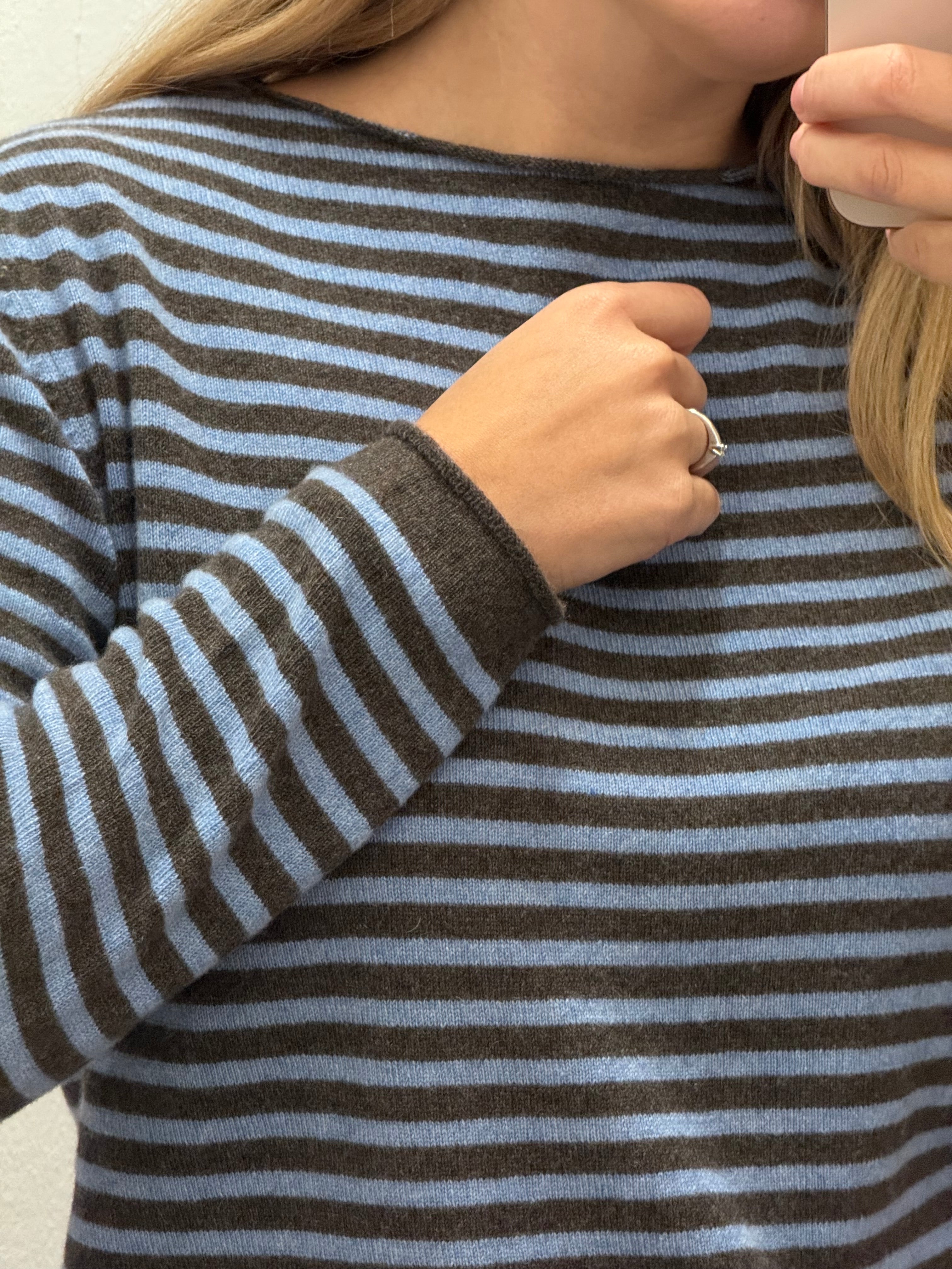 Girocollo a righe misto lana& cashmere