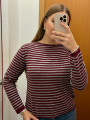 Girocollo a righe misto lana& cashmere