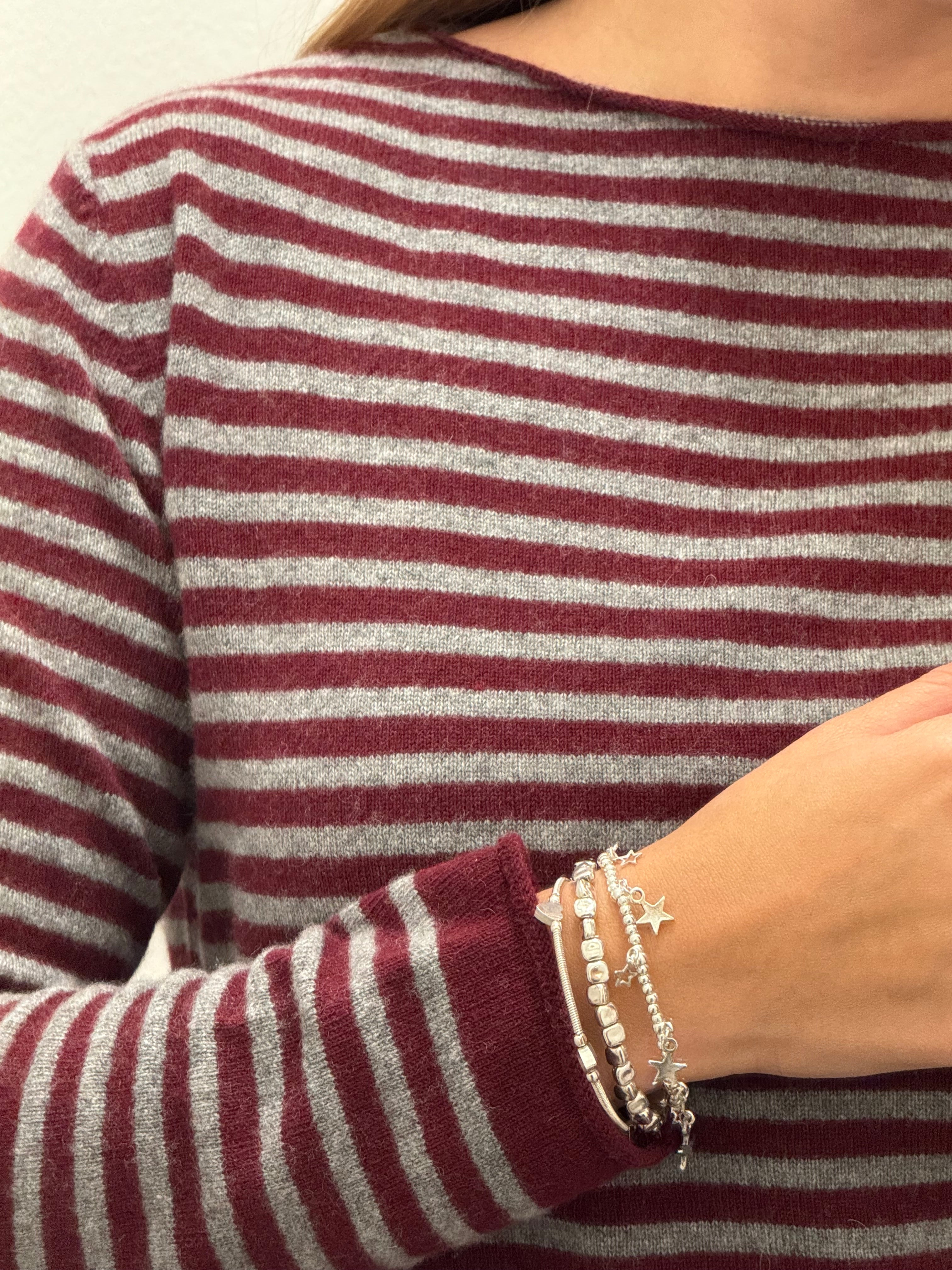 Girocollo a righe misto lana& cashmere