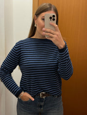 Girocollo a righe misto lana& cashmere