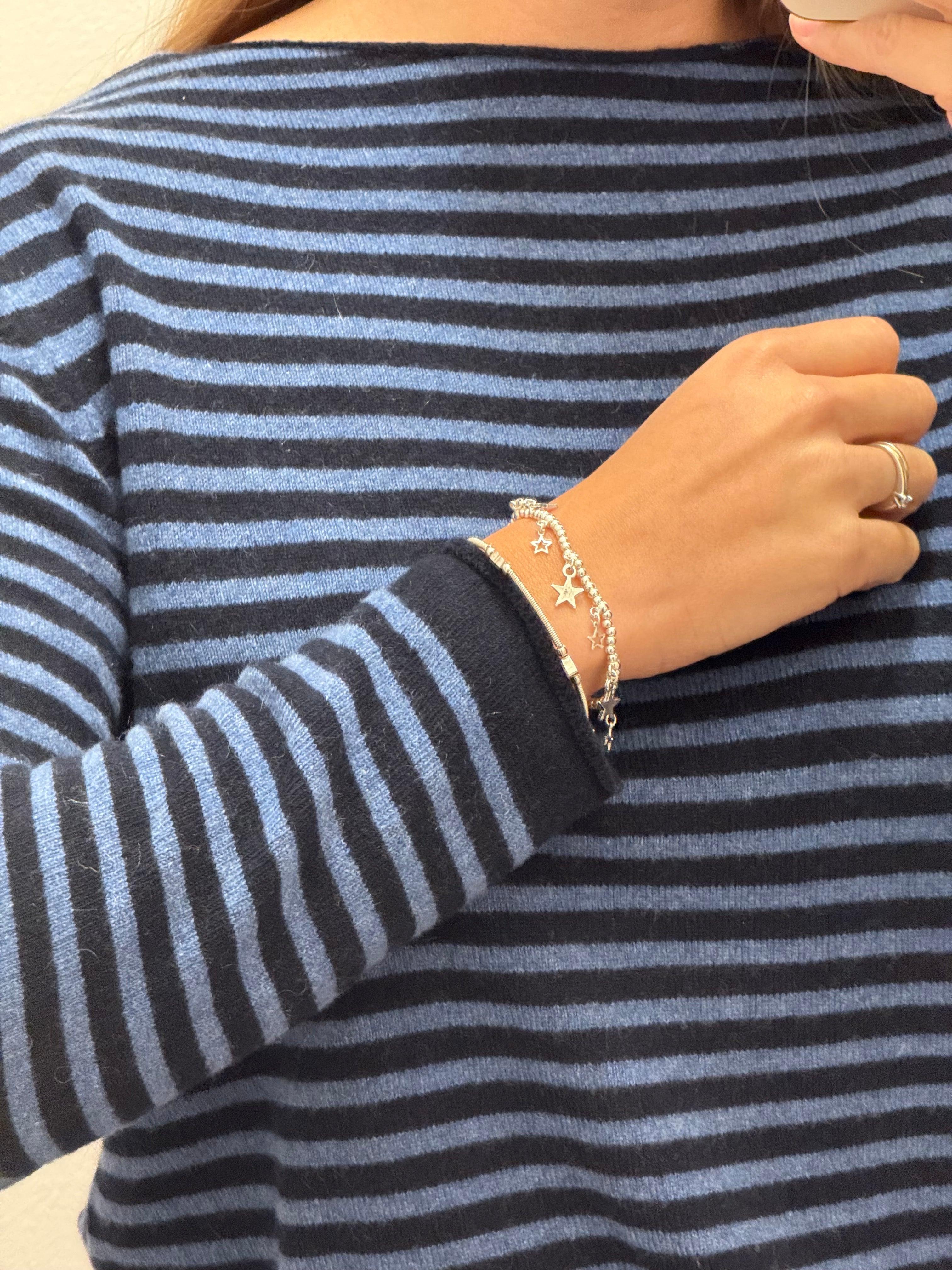 Girocollo a righe misto lana& cashmere