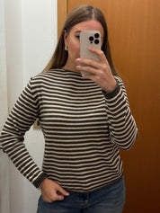 Girocollo a righe misto lana& cashmere