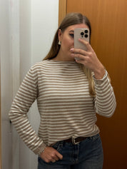 Girocollo a righe misto lana& cashmere