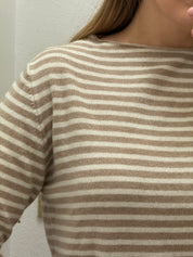 Girocollo a righe misto lana& cashmere