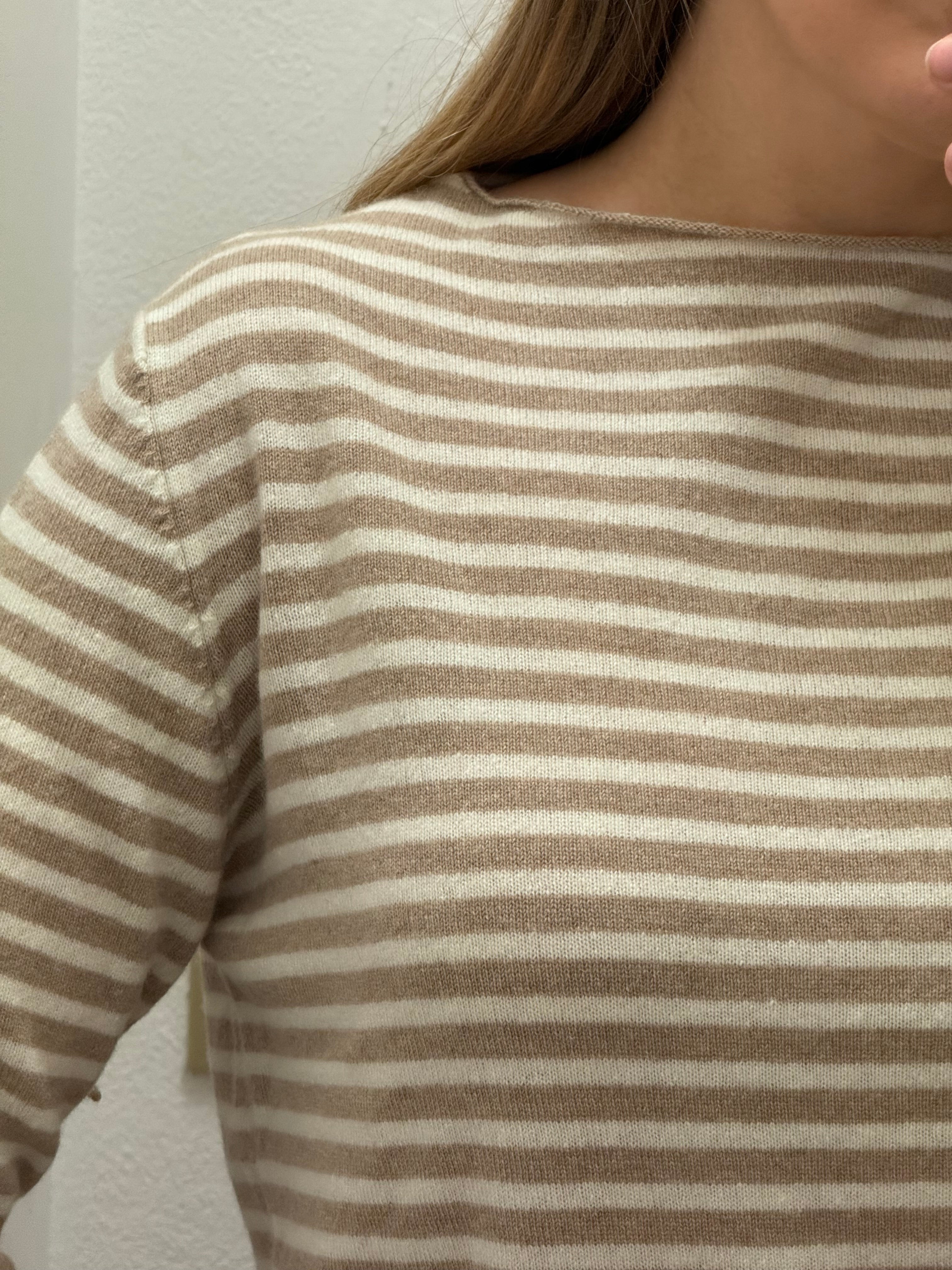 Girocollo a righe misto lana& cashmere