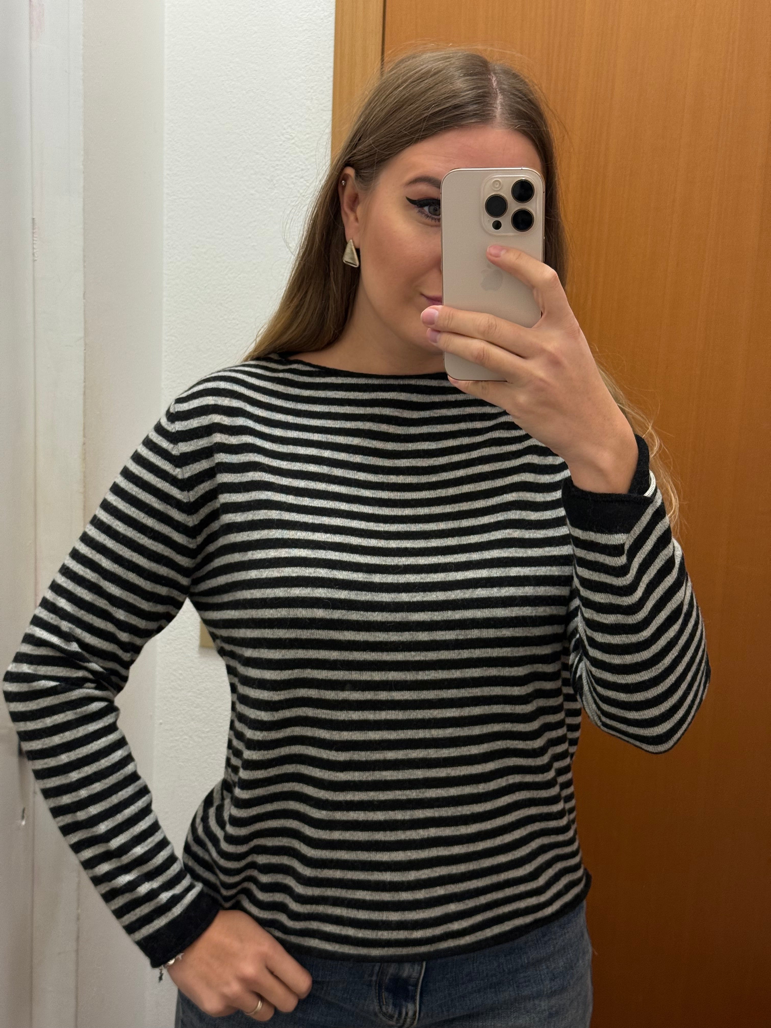 Girocollo a righe misto lana& cashmere