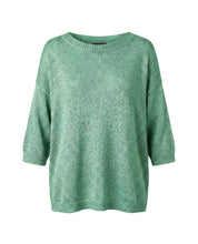 Maglia over in filato lurex con manica 3/4 – Verde acqua
