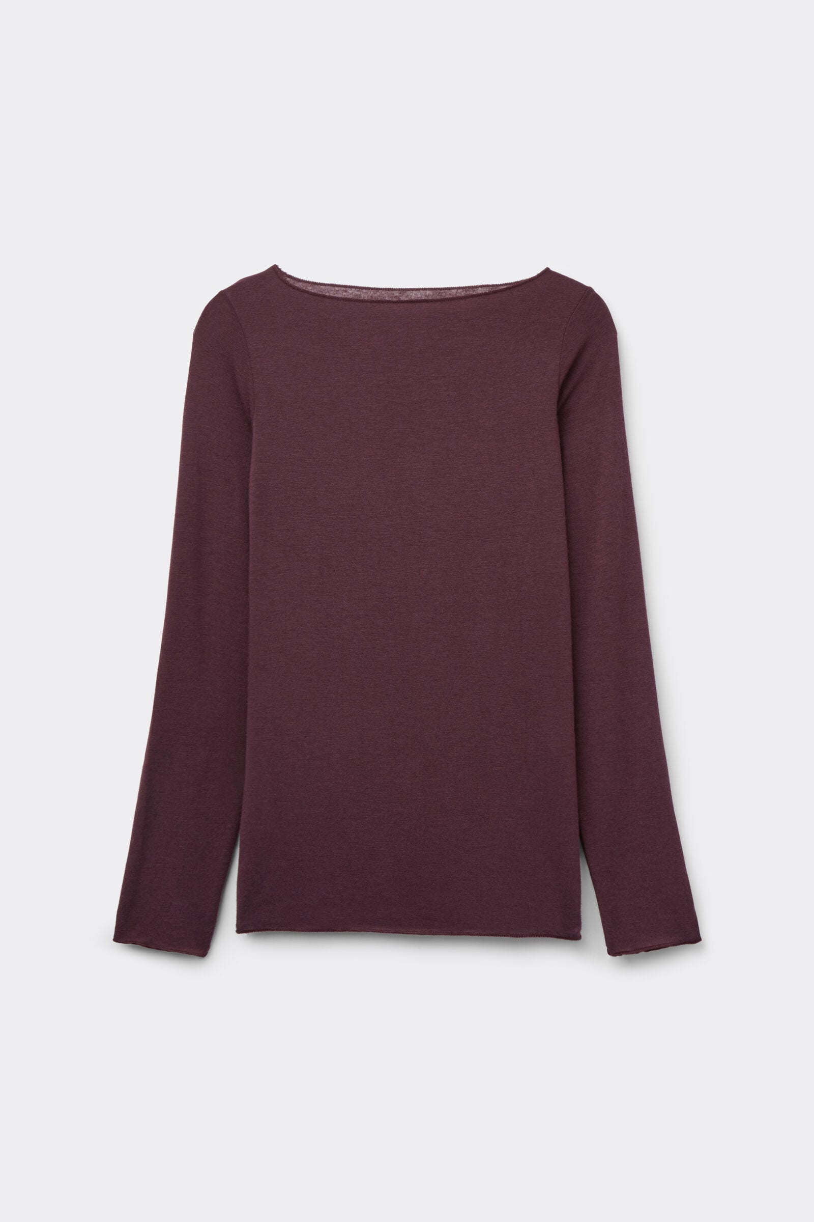 Maglia Essenziale Ultraleggera in Cashmere con Scollo a Barca Bordeaux