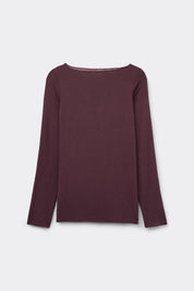 Maglia Essenziale Ultraleggera in Cashmere con Scollo a Barca Bordeaux