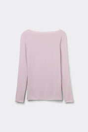 Maglia Essenziale Ultraleggera in Cashmere con Scollo a Barca Rosa