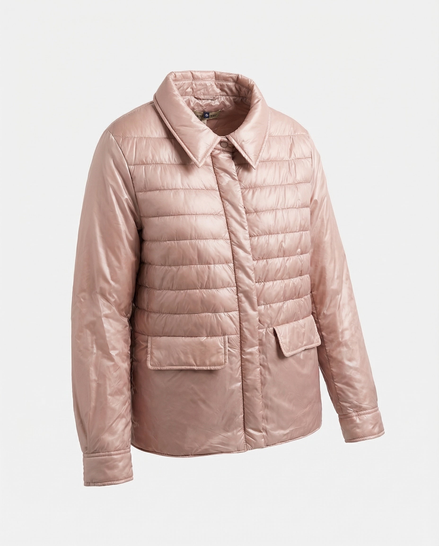 Giacca trapuntata rosa chiaro effetto satinato