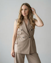 Completo beige – Gilet Doppiopetto e Pantaloni Wide Leg