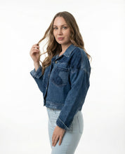 Giacca cropped  in Denim Blu Vintage