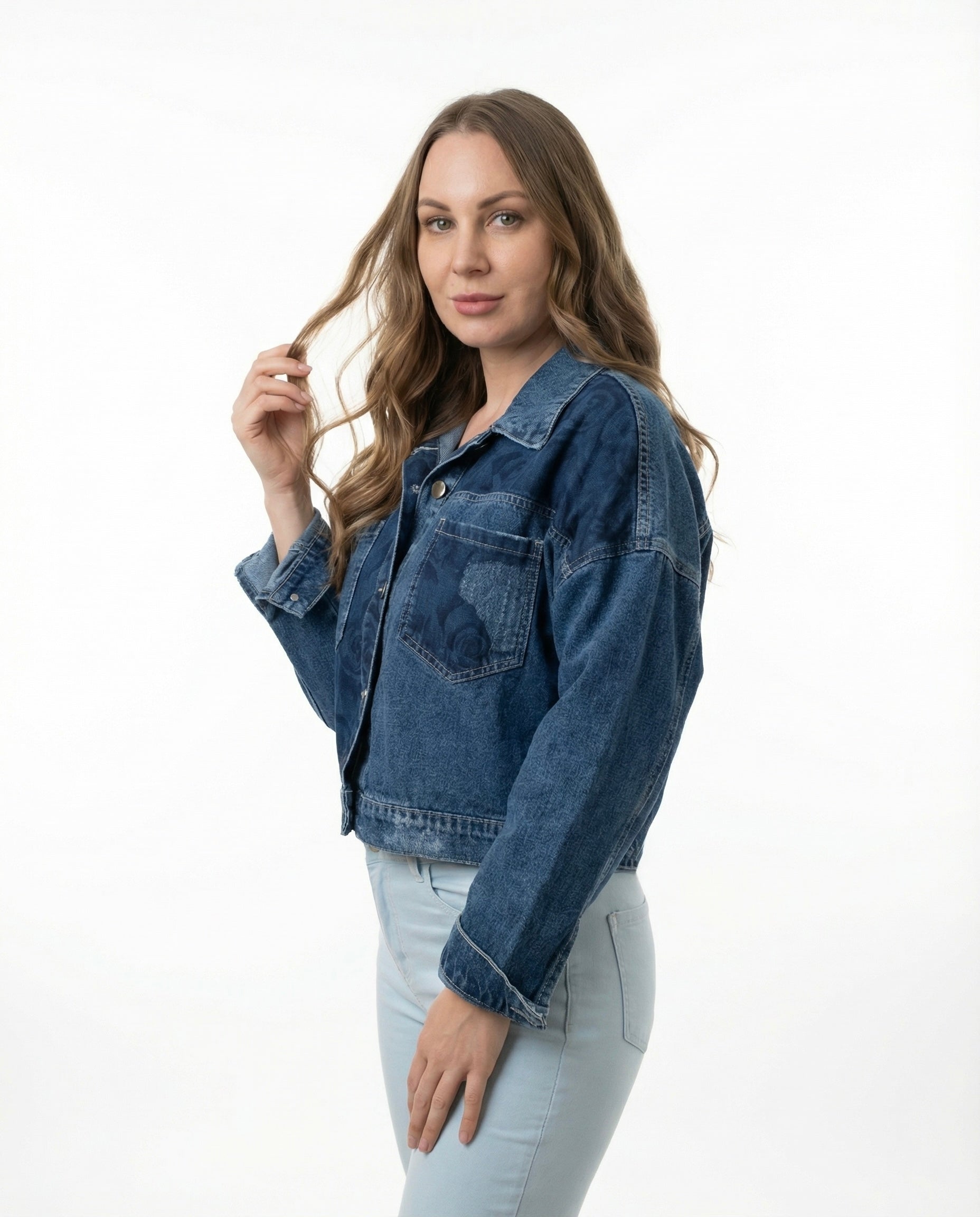 Giacca cropped  in Denim Blu Vintage