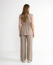 Completo beige – Gilet Doppiopetto e Pantaloni Wide Leg