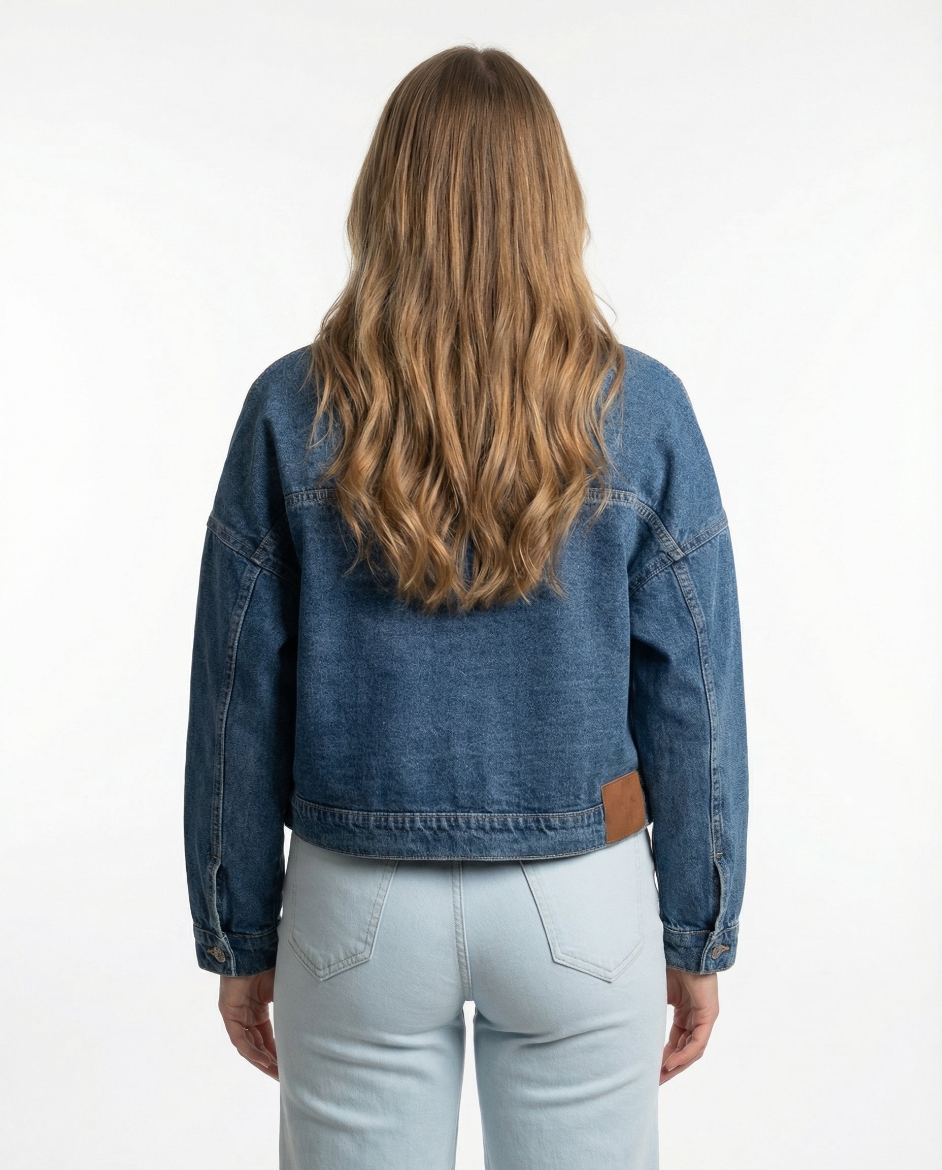 Giacca cropped  in Denim Blu Vintage