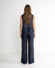 Completo Blu Notte – Top con Fiocco Maxi e Pantaloni Palazzo