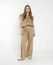 Completo in cotone Sabbia – Gilet Utility e Pantaloni Palazzo