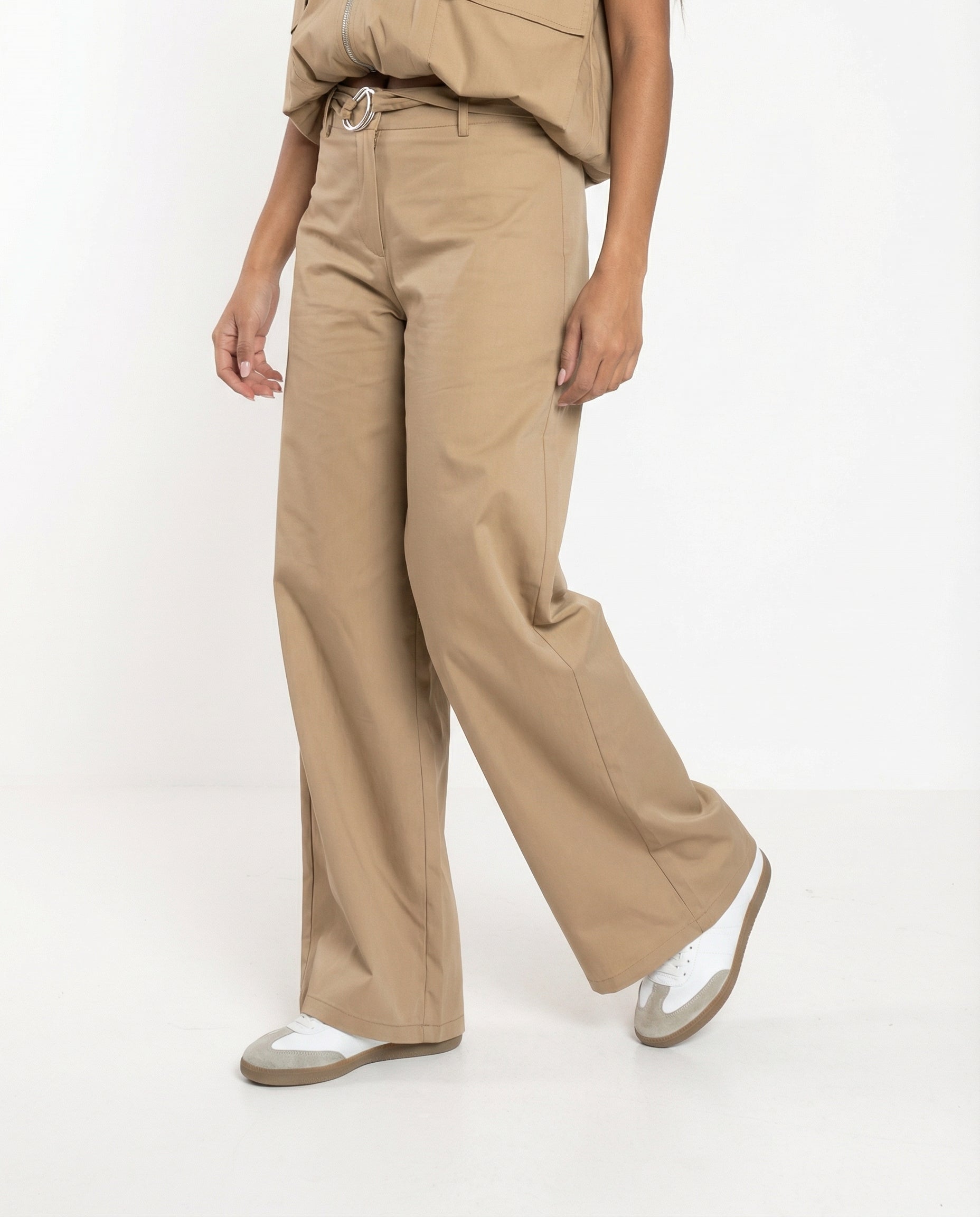 Completo in cotone Sabbia – Gilet Utility e Pantaloni Palazzo