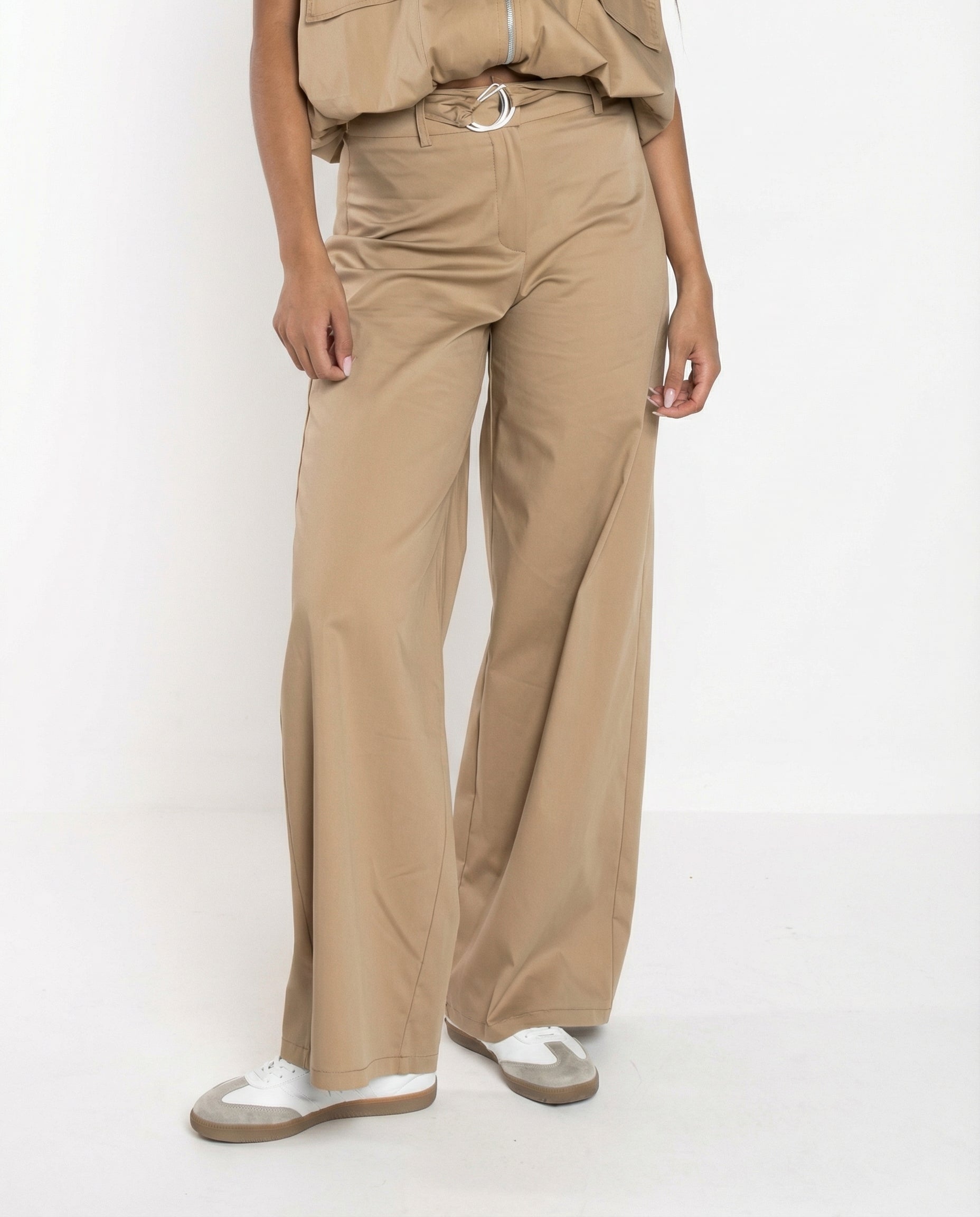 Completo in cotone Sabbia – Gilet Utility e Pantaloni Palazzo