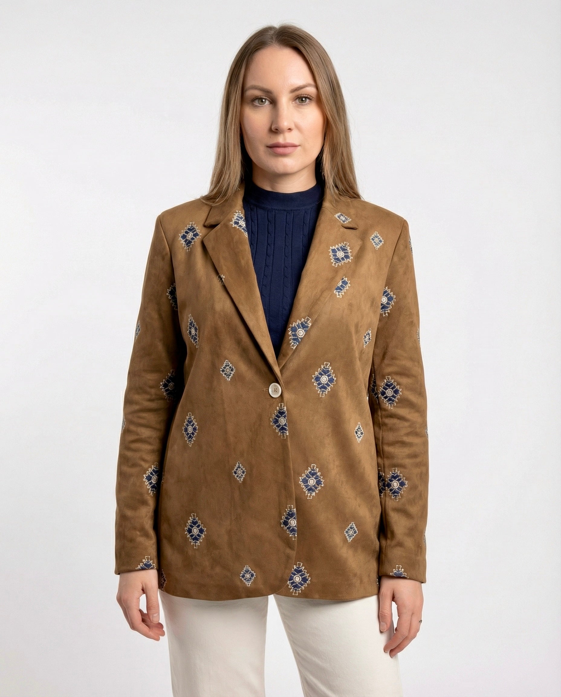 Blazer Eco suede Ricamato Fantasia Geometrica