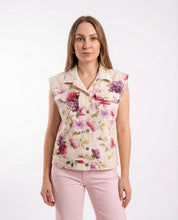 Gilet Floreale in denim  senza maniche