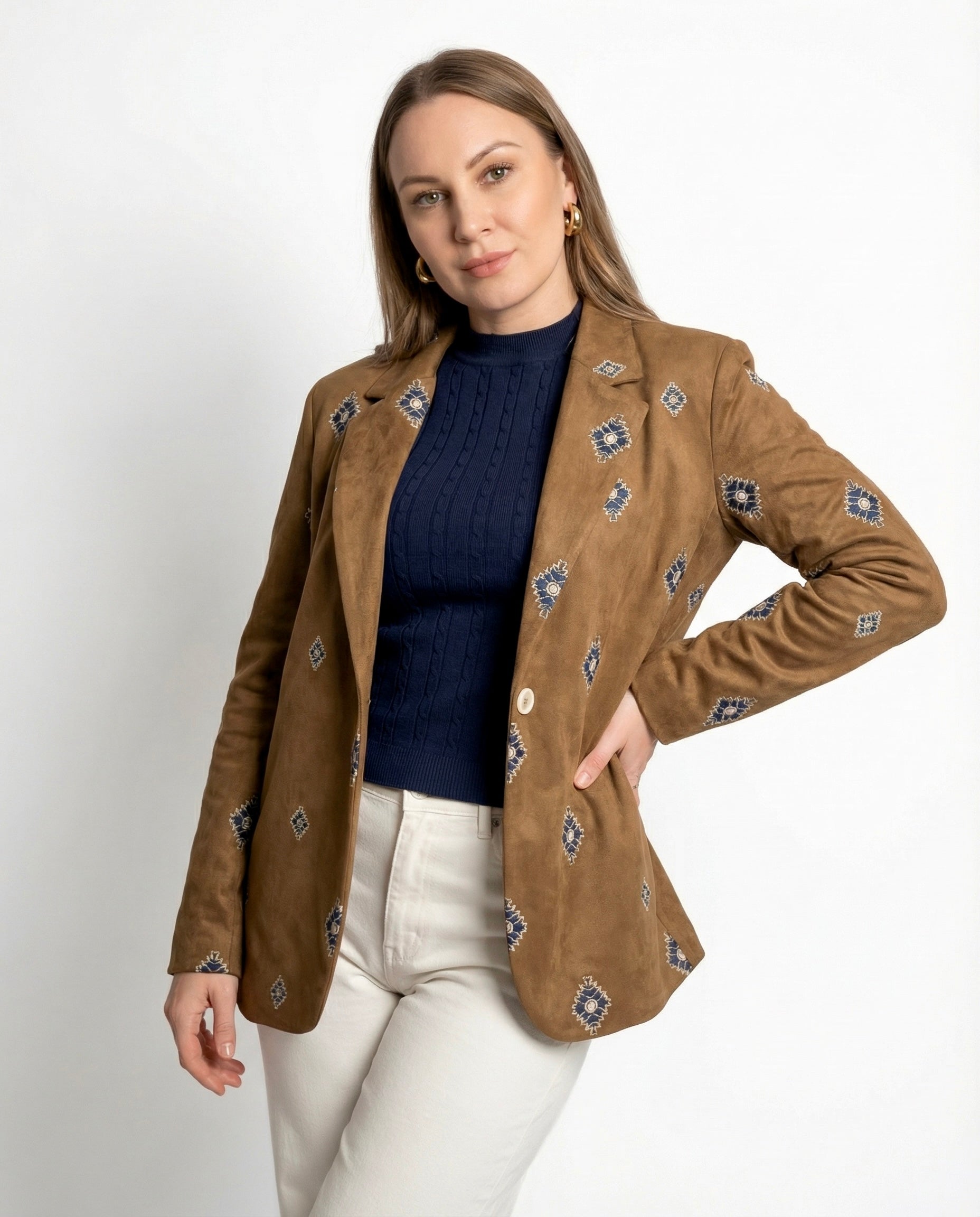Blazer Eco suede Ricamato Fantasia Geometrica