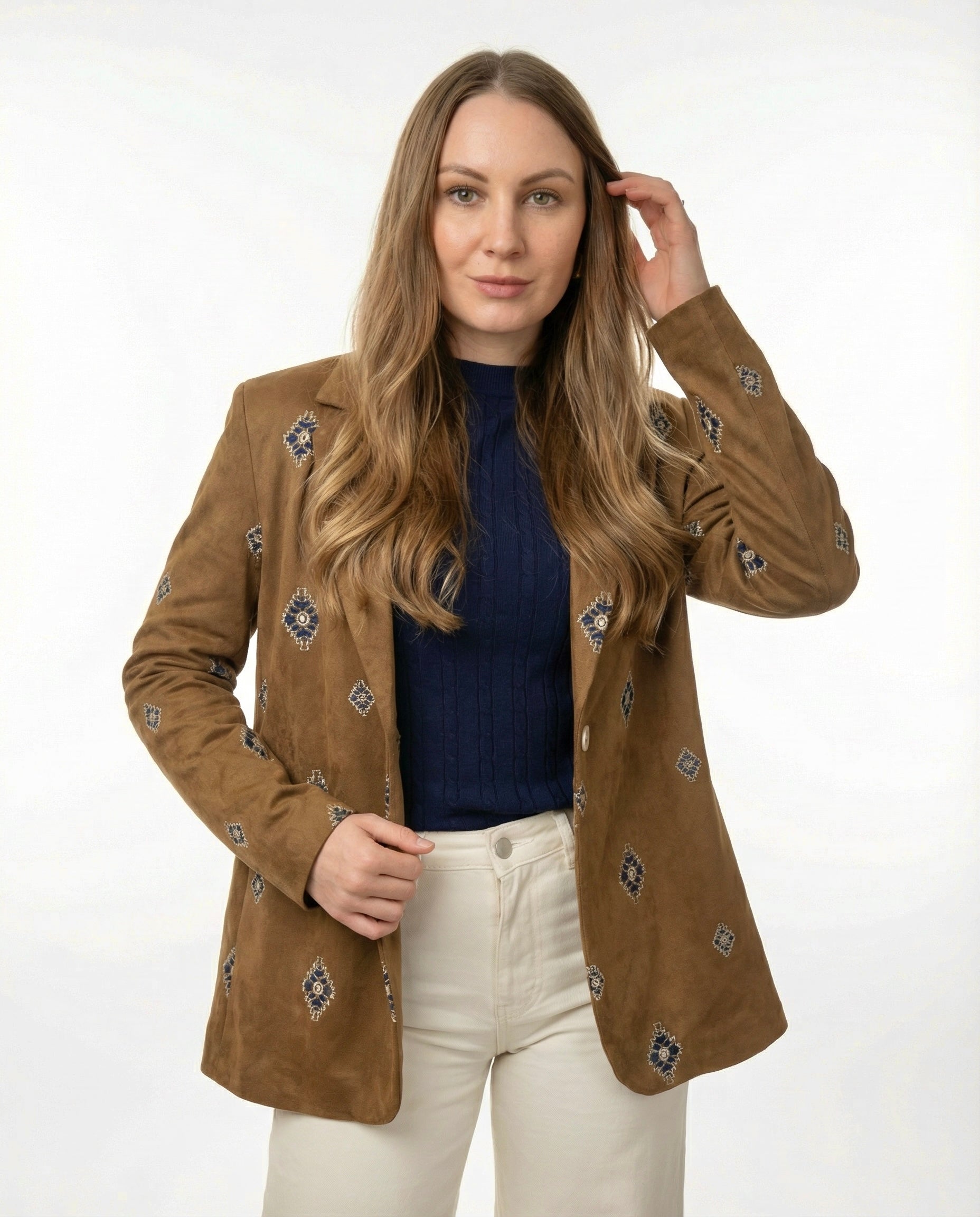 Blazer Eco suede Ricamato Fantasia Geometrica