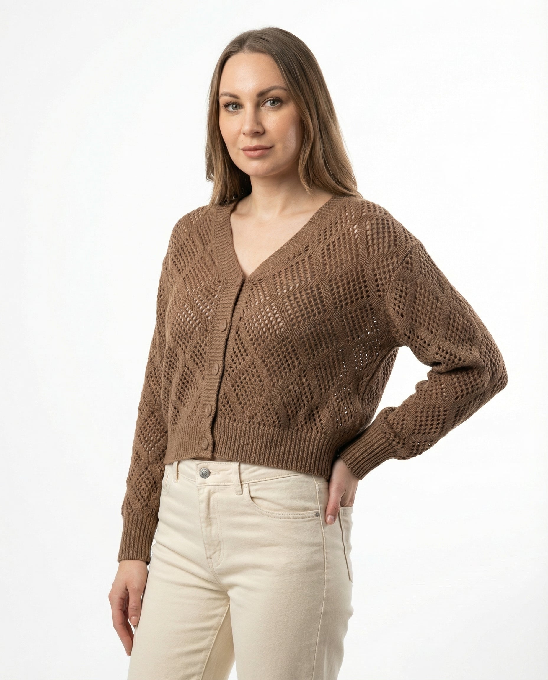 Cardigan Traforata Color Moka