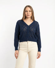 Cardigan Traforata Color Blu notte