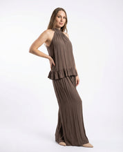 Completo Coordinato Top e Pantaloni Palazzo Marrone