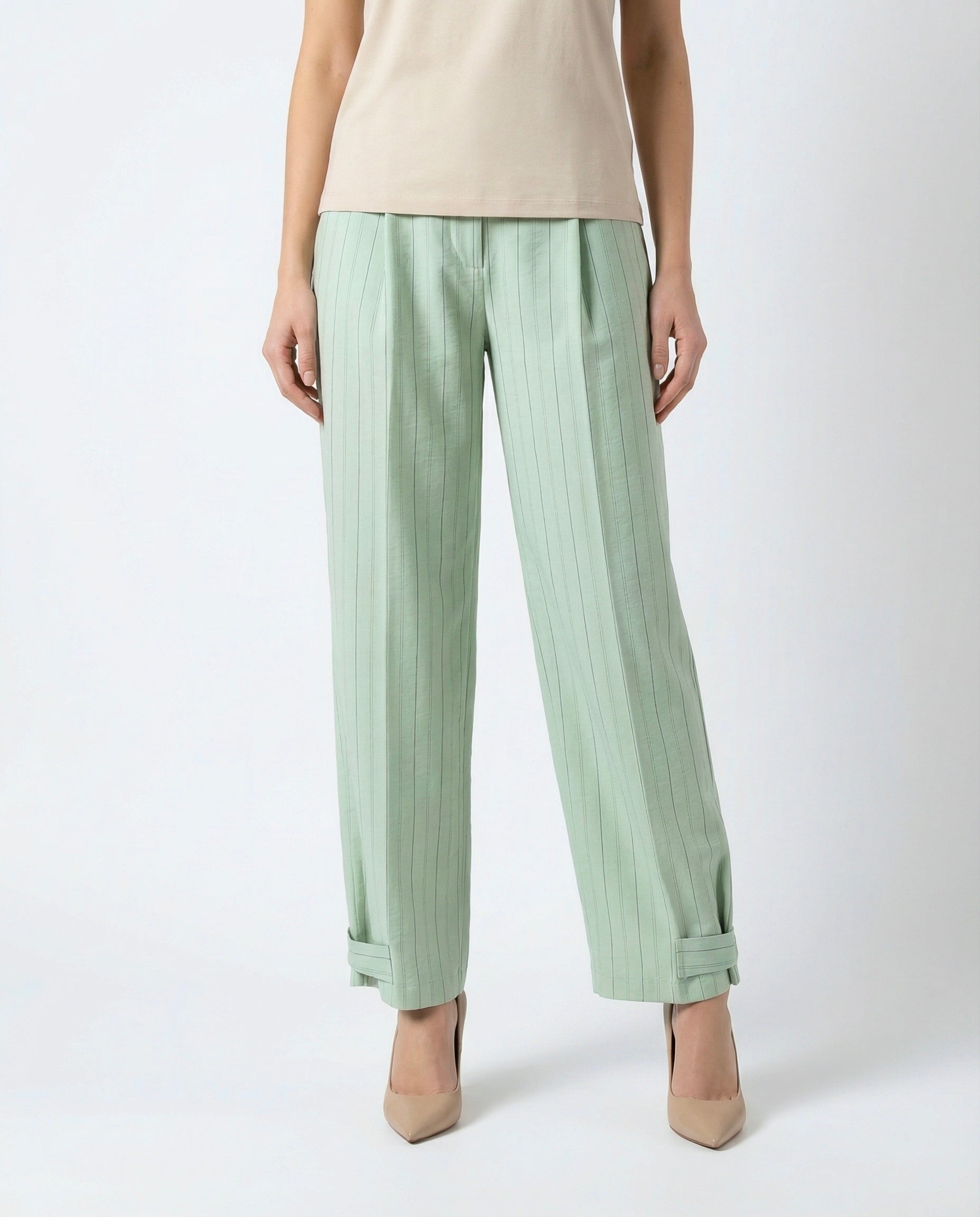 Completo Giacca e Pantalone gessato Verde Salvia