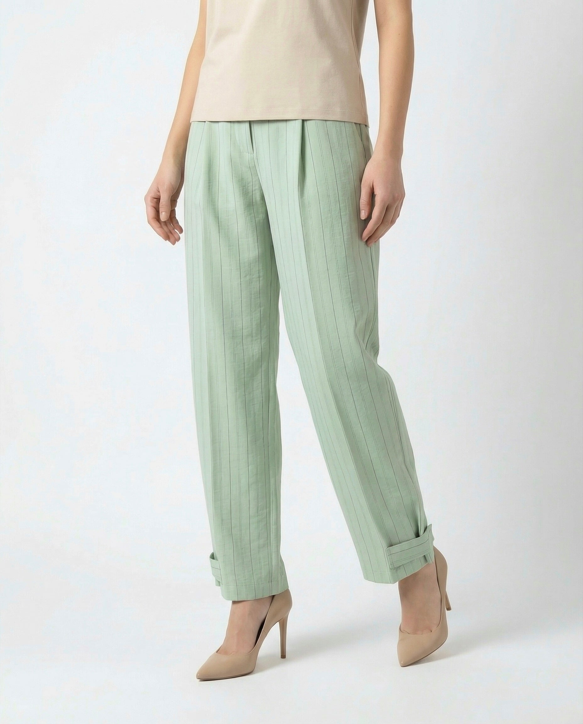 Completo Giacca e Pantalone gessato Verde Salvia