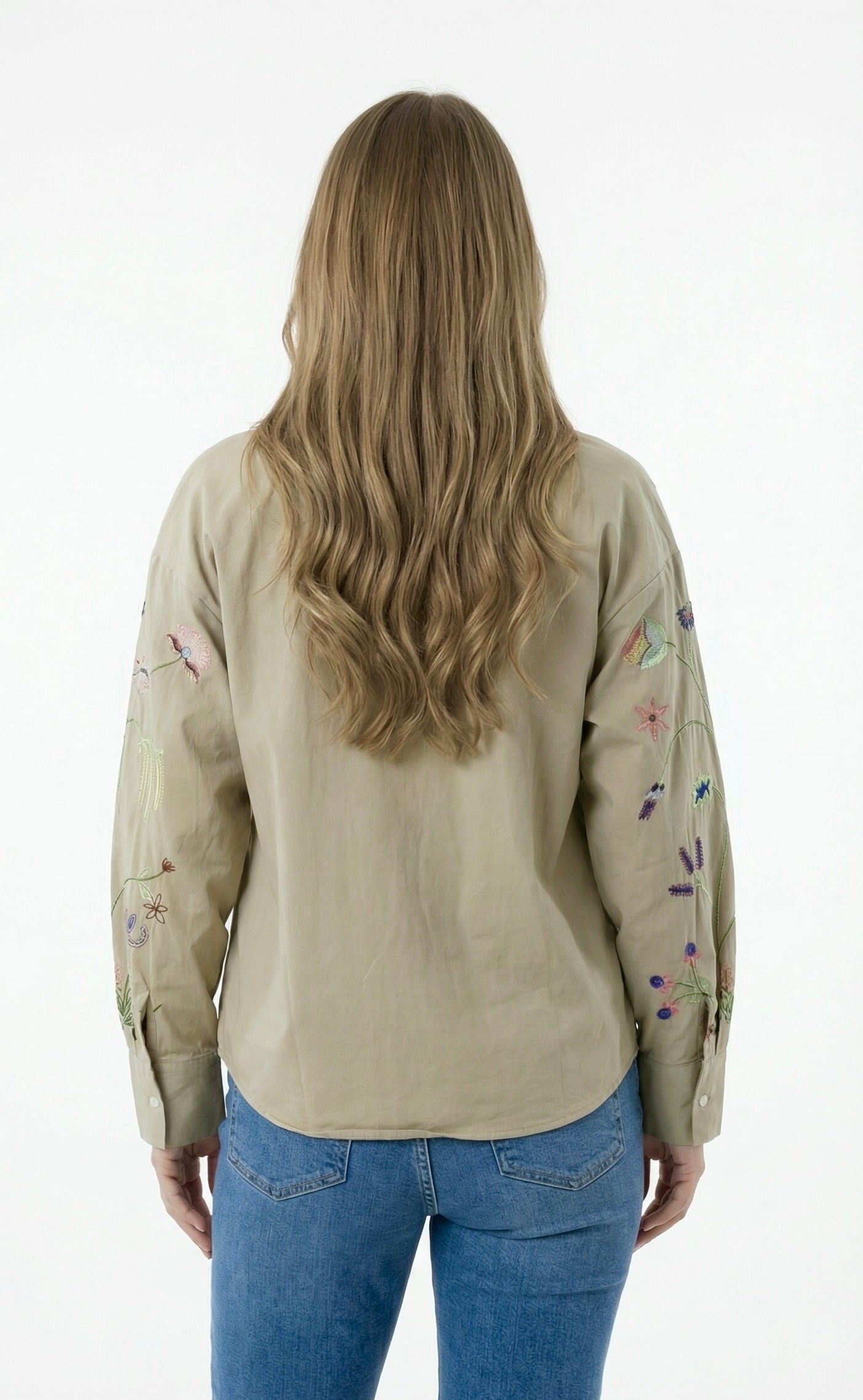 Giacca a Camicia con Ricami Floreali Multicolor