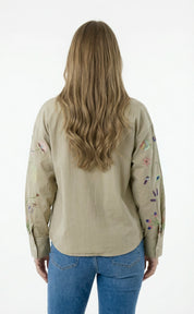 Giacca a Camicia con Ricami Floreali Multicolor