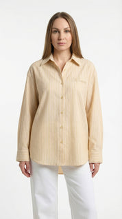 Camicia Gialla pastello a Righe con Ricamo "St. Tropez"