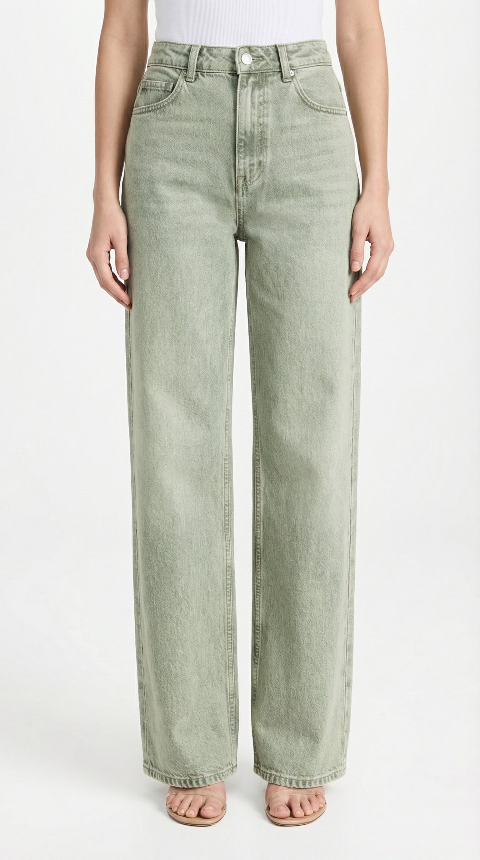 Jeans Wide Leg Verde Salvia