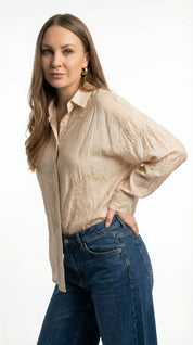 Camicia Beige chiaro con Ricami e Micropaillettes