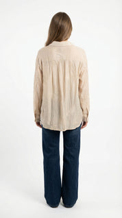 Camicia Beige chiaro con Ricami e Micropaillettes