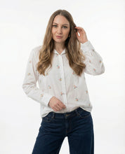 Camicia Bianca con Ricami Floreali
