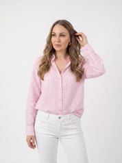 Camicia Rosa a Righe Verticali